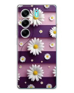 Чохол для TECNO Camon 40 з картинкою «Ромашки на фіолетовому»