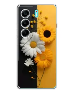 Чохол для TECNO Camon 40 з картинкою «Соняшник та ромашка»