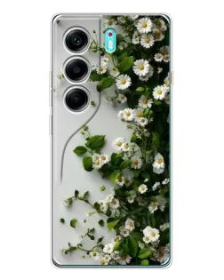 Чохол для TECNO Camon 40 з картинкою «Гілка дрібних білих квітів»