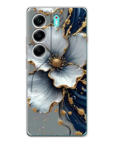 Чохол для TECNO Camon 40 з картинкою «Біла квітка та золотий флюїд» Чохол для TECNO Camon 40 з картинкою «Біла квітка та золотий флюїд»