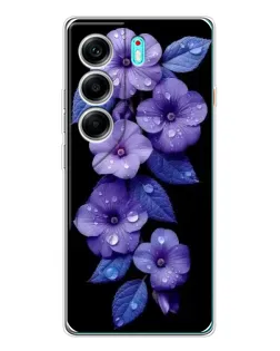 Чохол для TECNO Camon 40 з картинкою «Фіолетові квіти з росою»