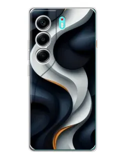Чохол для TECNO Camon 40 з картинкою «Об'ємні чорно-білі стрічки»