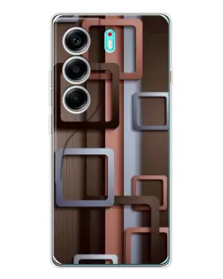 Чохол для TECNO Camon 40 з картинкою «Коричневі об'ємні квадрати»