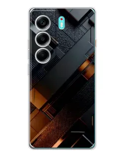 Чохол для TECNO Camon 40 з картинкою «Чорні геометричні блоки»