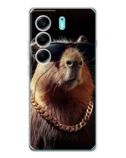 Чохол для TECNO Camon 40 з картинкою «Капібара золотий ланцюг»