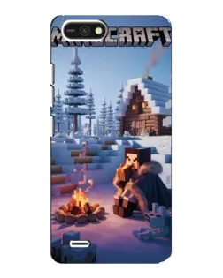 Чехол для TECNO POP 2F с картинкой «Зимний Minecraft»