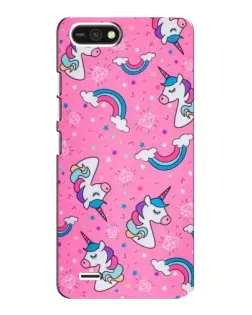 Чехол для TECNO POP 2F с картинкой «Unicorn паттерн розовый»