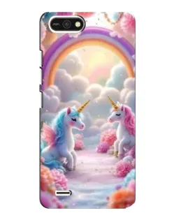 Чехол для TECNO POP 2F с картинкой «Радуга и единороги»