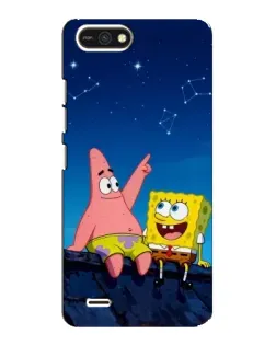 Чохол для TECNO POP 2F з картинкою «Губка Боб та Патрік вночі»