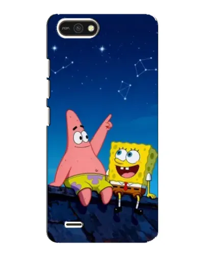 Чохол для TECNO POP 2F з картинкою «Губка Боб та Патрік вночі»
