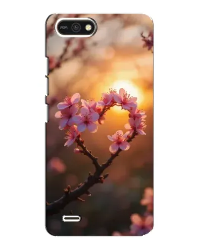 Чохол для TECNO POP 2F з картинкою «Рожевий цвіт  сердечко на тлі заходу»