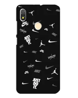 Чехол для TECNO POP 3 с картинкой «Nike Black Pattern»