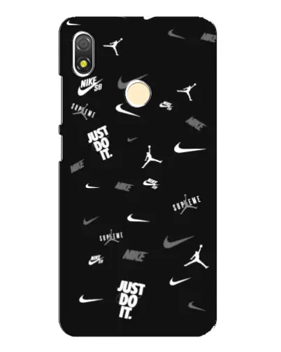 Чехол для TECNO POP 3 с картинкой «Nike Black Pattern»