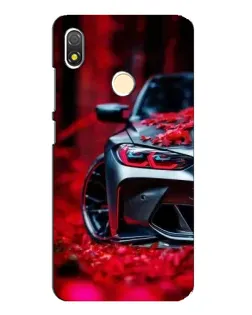 Чехол для TECNO POP 3 с картинкой «Спортивная BMW и цветы»