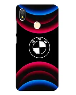 Чехол для TECNO POP 3 с картинкой «Логотип BMW и неоновые дуги»