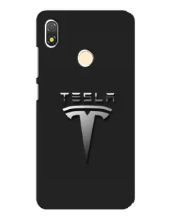 Чехол для TECNO POP 3 с картинкой «Стальной логотип Tesla»
