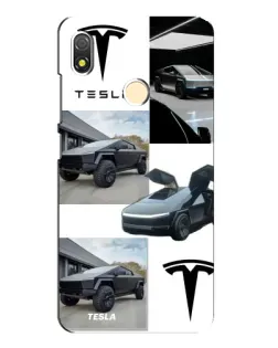 Чехол для TECNO POP 3 с картинкой «Коллаж Cybertruck Tesla»
