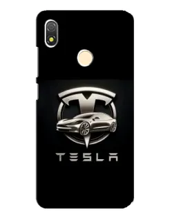 Чехол для TECNO POP 3 с картинкой «Tesla — серебристое авто»