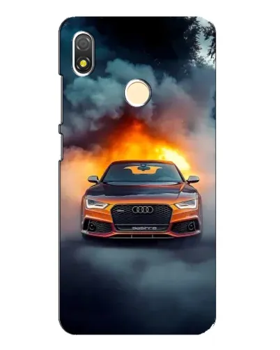 Чехол для TECNO POP 3 с картинкой «Audi в огненном дыму»