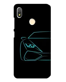 Чехол для TECNO POP 3 с картинкой «Голубой силуэт Lamborghini»