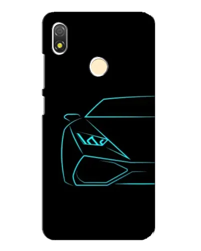 Чехол для TECNO POP 3 с картинкой «Голубой силуэт Lamborghini»