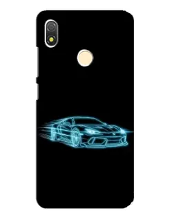 Чехол для TECNO POP 3 с картинкой «Неоновый контур Lamborghini»
