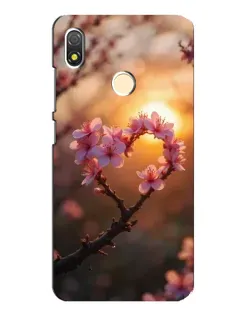 Чехол для TECNO POP 3 с картинкой «Розовый цвет сердце на фоне заката»