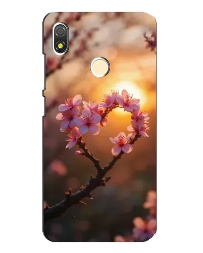 Чехол для TECNO POP 3 с картинкой «Розовый цвет сердце на фоне заката»