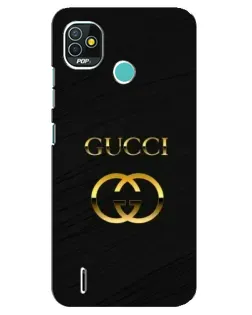 Чохол для TECNO Pop 4 LTE з картинкою «Золотий логотип Gucci»