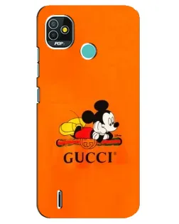 Чохол для TECNO Pop 4 LTE з картинкою «Міккі Маус Gucci — помаранч»