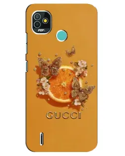 Чохол для TECNO Pop 4 LTE з картинкою «Gucci — золоті метелики»