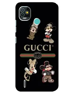 Чохол для TECNO Pop 4 LTE з картинкою «Gucci — герої Disney та монограма»