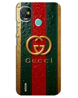 Чохол для TECNO Pop 4 LTE з картинкою «Gucci — фірмова смуга та золото»