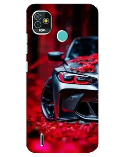 Чохол для TECNO Pop 4 LTE з картинкою «Спортивна BMW та квіти»