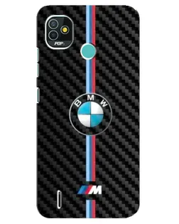 Чохол для TECNO Pop 4 LTE з картинкою «Емблема BMW та карбон»