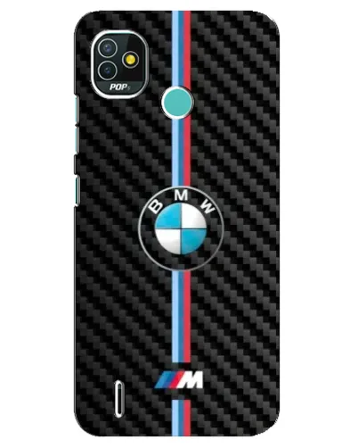 Чохол для TECNO Pop 4 LTE з картинкою «Емблема BMW та карбон»