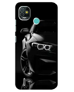 Чохол для TECNO Pop 4 LTE з картинкою «Чорна BMW — профіль»