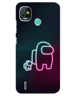 Чохол для TECNO Pop 4 LTE з картинкою «Among Us неон-арт»