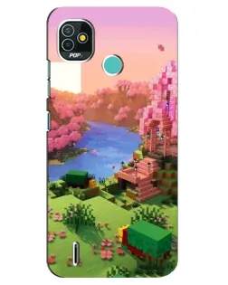 Чохол для TECNO Pop 4 LTE з картинкою «Рожеве дерево Minecraft»
