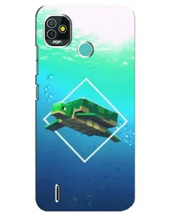 Чохол для TECNO Pop 4 LTE з картинкою «Черепаха Minecraft»