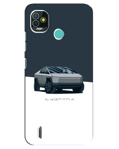 Чохол для TECNO Pop 4 LTE з картинкою «Сріблястий Cybertruck Tesla»