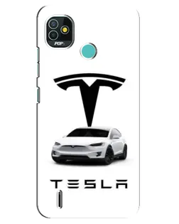 Чохол для TECNO Pop 4 LTE з картинкою «Tesla White Style»