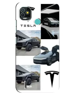 Чохол для TECNO Pop 4 LTE з картинкою «Колаж Cybertruck Tesla»