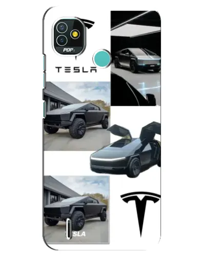 Чохол для TECNO Pop 4 LTE з картинкою «Колаж Cybertruck Tesla»