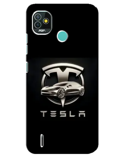 Чохол для TECNO Pop 4 LTE з картинкою «Tesla — срібне авто»
