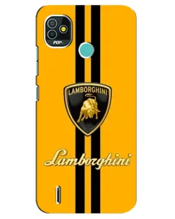 Чохол для TECNO Pop 4 LTE з картинкою «Lamborghini Stripe жовтий»
