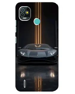 Чохол для TECNO Pop 4 LTE з картинкою «Lamborghini золоті лінії»