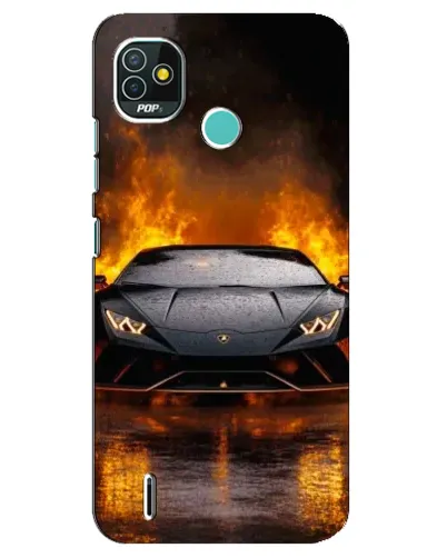Чехол для TECNO Pop 4 LTE с картинкой «Lamborghini в огне»