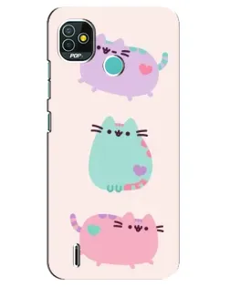 Чехол для TECNO Pop 4 LTE с картинкой «Pusheen трио» Чехол для TECNO Pop 4 LTE с картинкой «Pusheen трио»