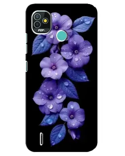 Чохол для TECNO Pop 4 LTE з картинкою «Фіолетові квіти з росою»